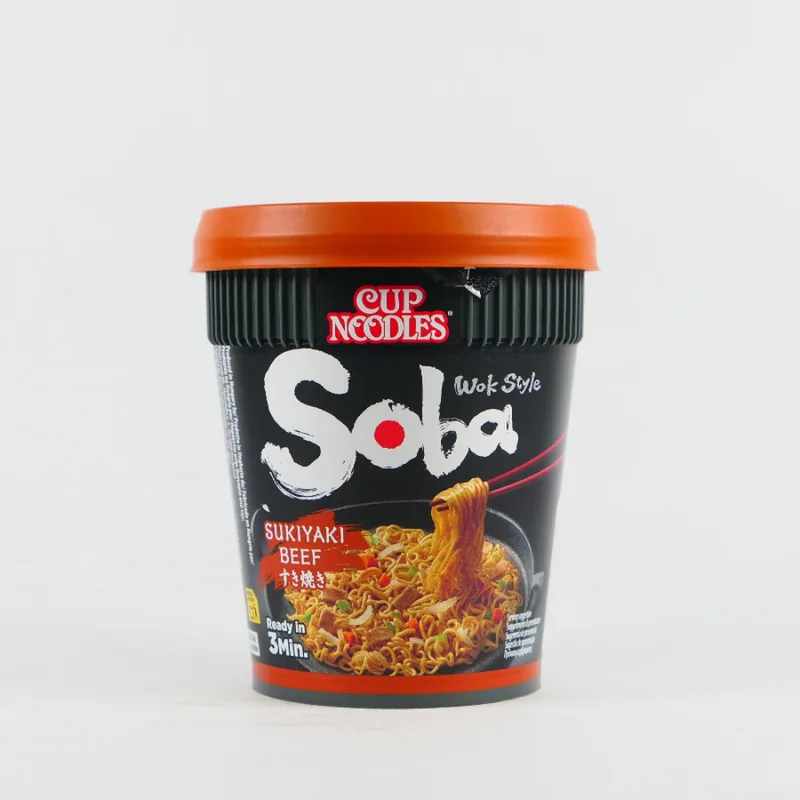 NOODLES NISSIN CUP SOBA SUKIYAKI BEEF 89G